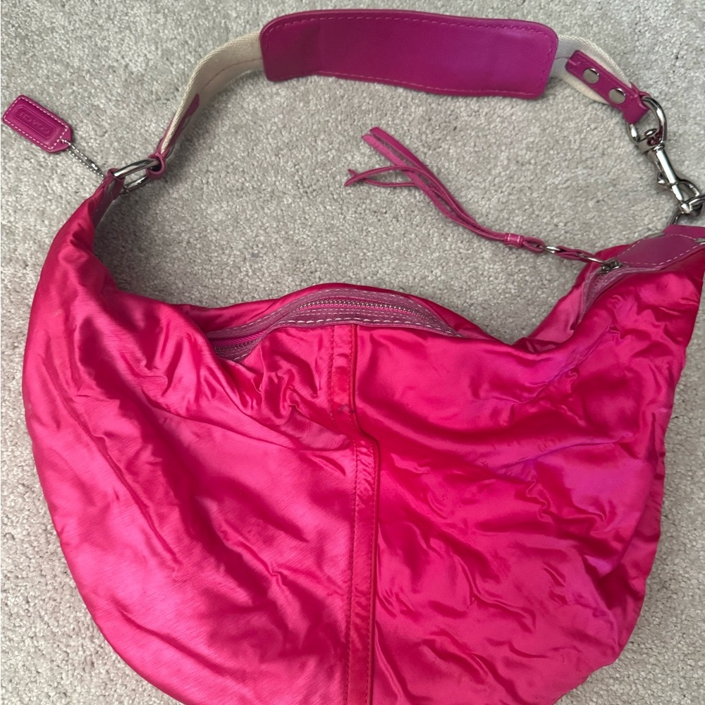 Vintage Y2K Coach Hot Pink Hobo Shoulder Bag - Picture 3 of 8
